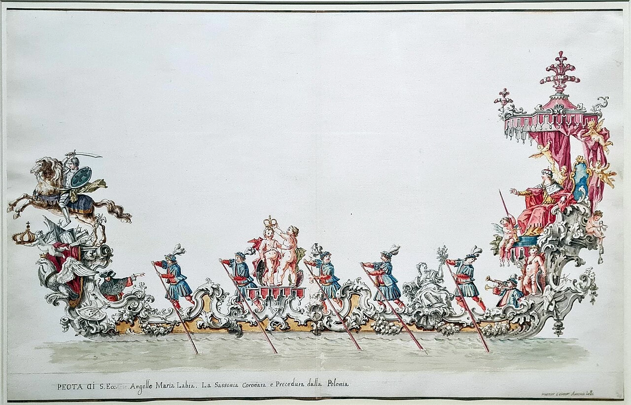 Chiatta di stato con l'incoronazione della Sassonia da parte della Polonia